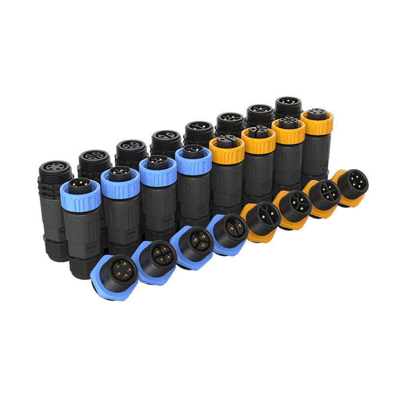 M16 screw lock male and female assembled IP68 waterproof connectors