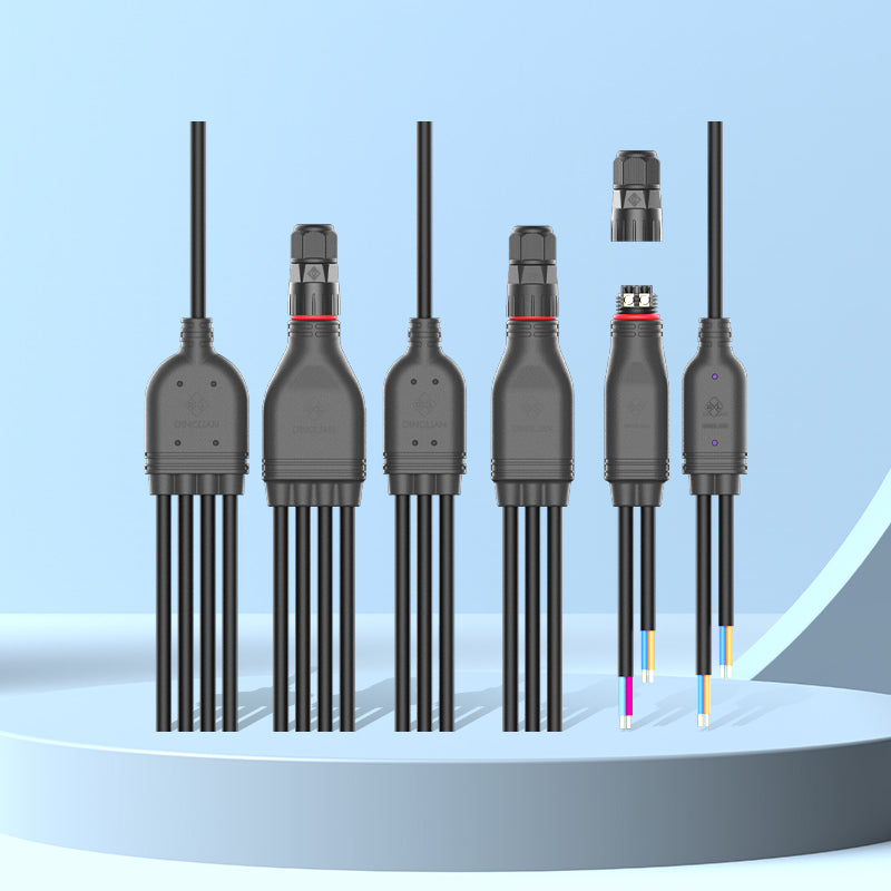 Y type waterproof connetors molding with customized cable 1 to 2/3/4/5/6